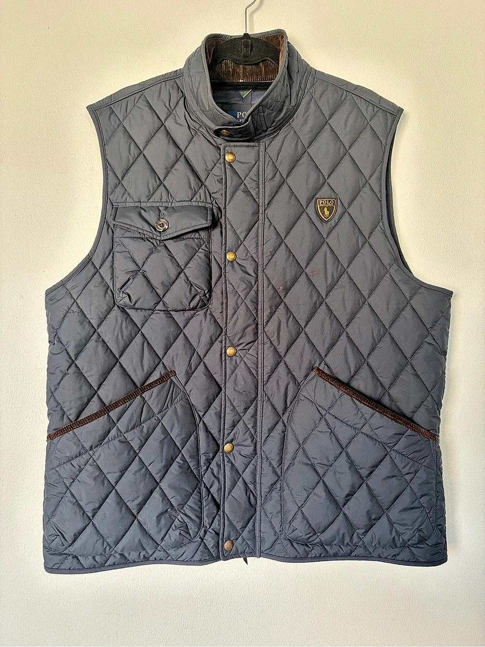NWOT Polo Ralph Lauren The Beaton Diamond Quilted Corduroy Trim Puffer Vest